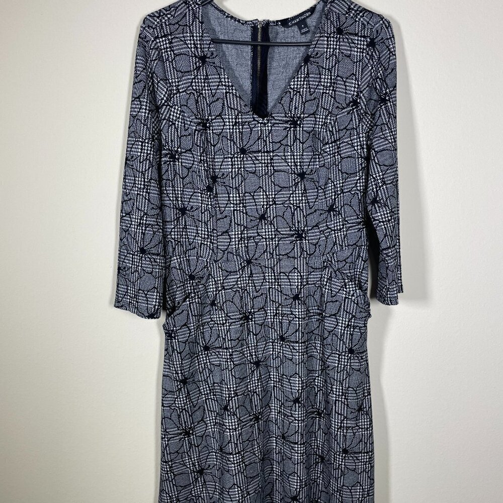 41 Hawthorn Women's Black & White Floral 3/4 sleeve Dress Fit & Flare Size: M